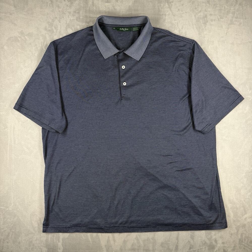 Bobby Jones Polo Men's XXL Blue Stripe Short Sleeve 100% Cotton Golf Classic